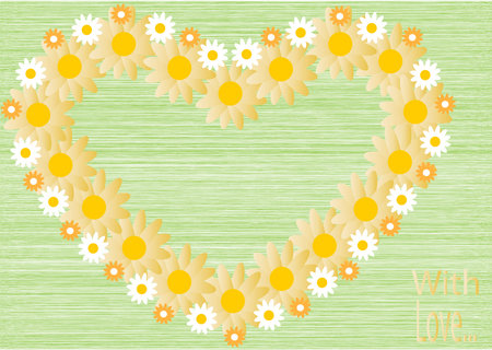 A flowered heart with a note "with love"のイラスト素材