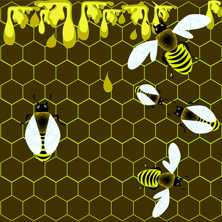 Some cute bees in the beehive with sweet honey