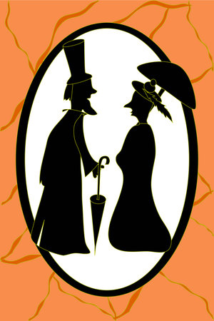 A couple of silhouettes of two old peopleのイラスト素材