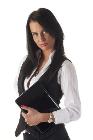 business woman holding a laptopの写真素材