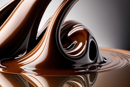 Liquid chocolate texture closeup. Fluid hot chocolateの写真素材