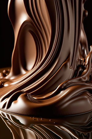 Liquid chocolate texture closeup. Fluid hot chocolateの写真素材
