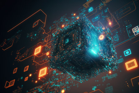Artificial intelligence, cloud computing, cyber space concept