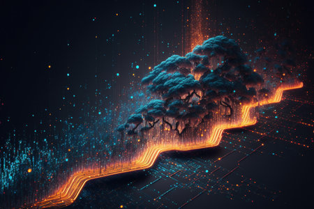 Artificial intelligence, cloud computing, cyber space conceptの写真素材