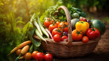 Vegetables in a basketの素材