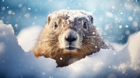 Groundhog in snowの素材