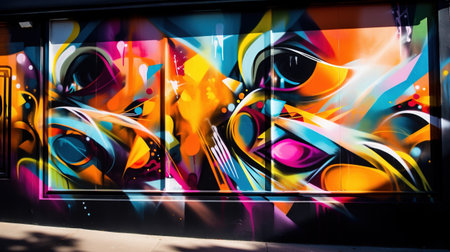 Graffiti on the wall, abstract colorful backgroundの素材