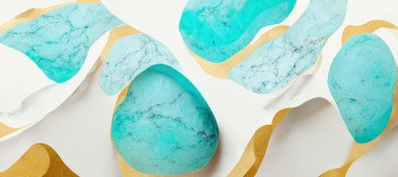 Turquoise and gold luxury marble backgroundの素材