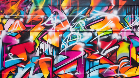 Colorful graffiti on the wallの素材