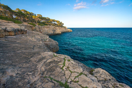 Beatuful narrow bay in Cala Mondrago national park, Mallorca