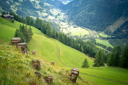 The valley of Grossglockner mountains in Austriaの写真素材