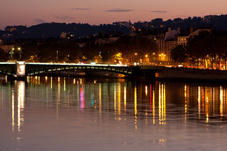 View on Bridge of the Palace of Justice in Lyon, France.の写真素材