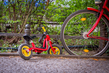 Two bicycles: small and bigの写真素材