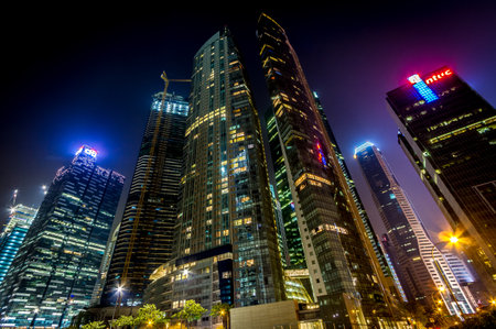 SINGAPORE - SEPTEMBER 22, 2012: View of the business district with multi-storey buildings