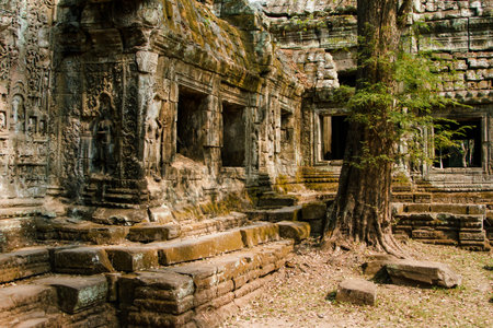 SIEMREAP, CAMBODIA - MARCH 13 2013: Ruins of Angkor Wat, part of Khmer temple complex. Angkor Parkのeditorial素材