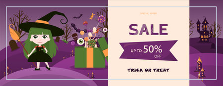 Vector banner for Halloween Cartoon template design for ad, sales, party invitationsのイラスト素材