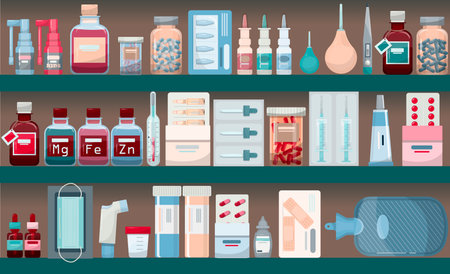 Vector medical banner. Pharmacy template for hospitals, advertising, pharmacies training. International health protection, insurance.Medicine and surgery.Vaccination, online health check up, medical diagnostics.のイラスト素材