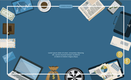 Financial investment banner. Vector flat Background for the website, app. Banking operations, cashback, investments, mobile service. Cartoon images for businessのイラスト素材