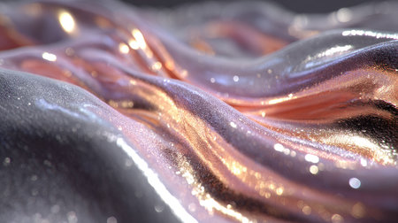 This captivating abstract image showcases shimmering metallic waves, creating an illusion of depth and texture. Perfect for modern design concepts.の素材