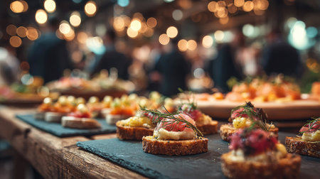 A stunning display of gourmet canapの素材