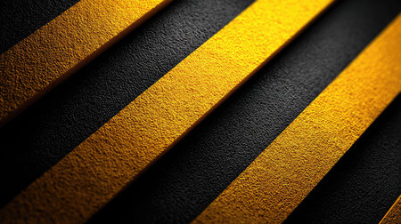 This image showcases a close-up view of textured yellow and black striped lines, highlighting the interplay of light and shadows on a surface.の素材