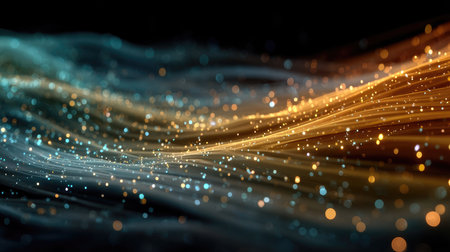 This captivating abstract image showcases vibrant waves of light in various colors, creating a sense of energy and motion perfect for digital art applications.の素材