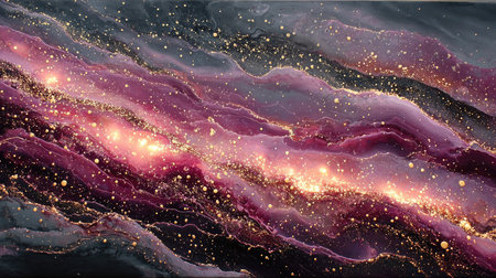 Explore a breathtaking cosmic dreamscape featuring vibrant purples and blacks illuminated by shimmering stars. Ideal for art lovers and creative projects.の素材