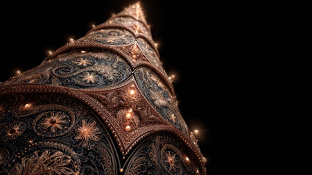 This stunning image features a spiraled tower adorned with intricate decorative patterns and warm lighting, showcasing a unique blend of artistry and elegance.の素材