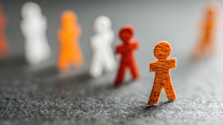 This image features colorful paper figures representing diversity and community, creatively set against a gray background, perfect for themes of connection and teamwork.の素材