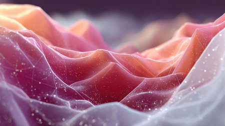 This stunning abstract image depicts colorful waves with light particles, creating a serene and dreamy atmosphere, perfect for various design applications.の素材