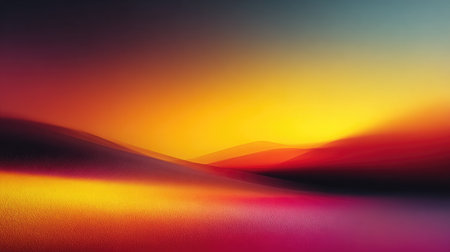 A mesmerizing abstract landscape featuring vivid colors and soft gradients, capturing the essence of tranquility during sunset or sunrise over rolling hills.の素材