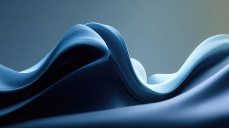 This image features an abstract representation of flowing blue shapes, evoking a sense of calmness and elegance. Perfect for backgrounds and creative projects.の素材