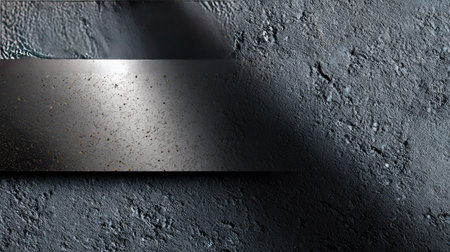 A captivating abstract image featuring a sleek metallic surface overlaying a rugged, textured background, evoking modern industrial design themes.の素材