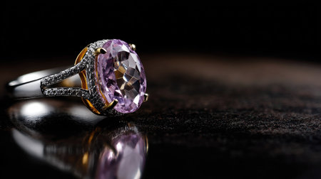 This stunning amethyst ring features a captivating design with a brilliant gemstone set in a combination of silver and gold, perfect for luxury lovers.の素材
