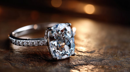 An exquisite diamond ring featuring a brilliant centerpiece and delicate sparkling gems. Perfectly captures the essence of luxury and elegance in jewelry design.の素材