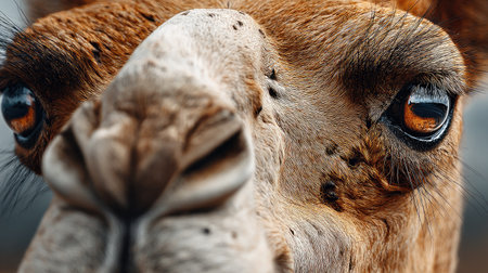 This striking close-up photo captures the intricate details of a camelの素材