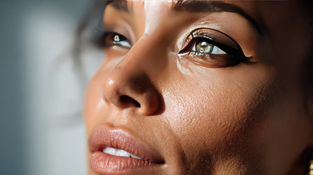A captivating close-up of a womanの素材