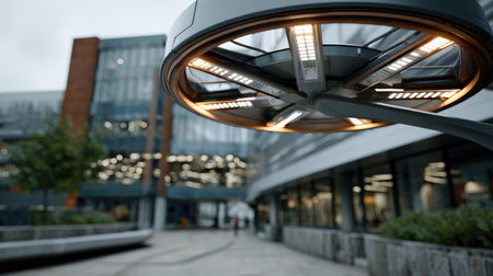 A captivating view of modern urban architecture featuring innovative LED street furniture, seamlessly blending design and functionality in a contemporary city landscape.の素材