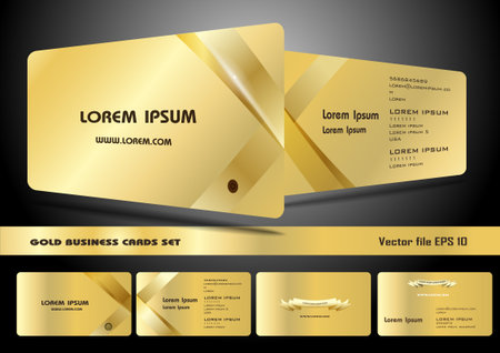 Gold business cards setのイラスト素材