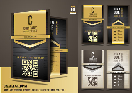Creative & elegant standard vertical business card design with sharp cornersのイラスト素材