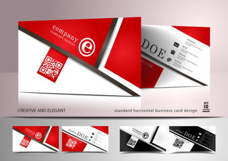 Creative business card design in red and whiteのイラスト素材