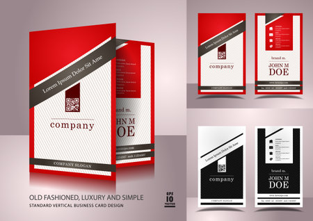Old fashioned business card design in red and white colorのイラスト素材