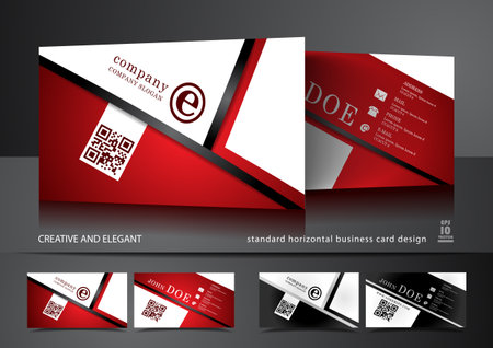 Creative business card design in red and whiteのイラスト素材