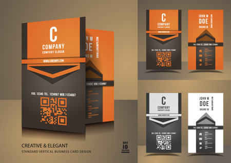 Creative business cards in orange and brownのイラスト素材