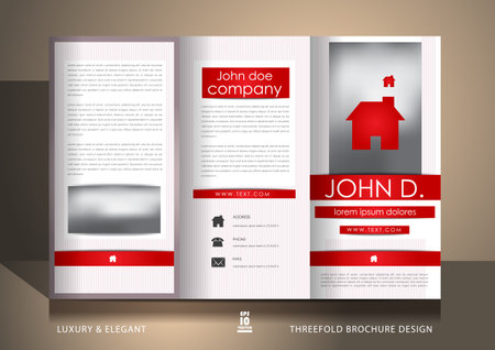 White brochure design with red ribbonsのイラスト素材