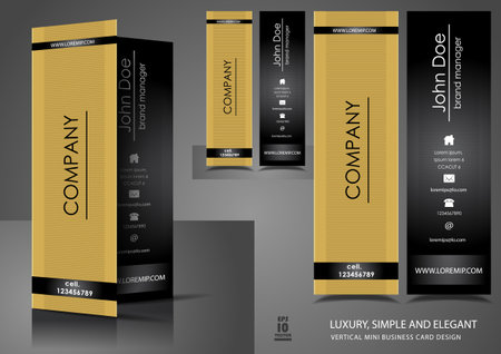 Vertical gold mini business cardsのイラスト素材