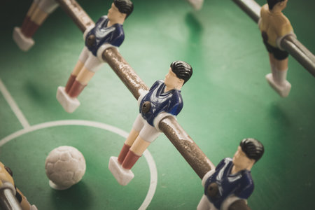 Table football players and ballの写真素材