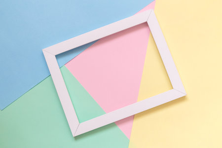 Photo frame on colorful pastel background minimal creative concept.の写真素材