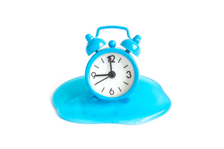 Alarm clock in ocean minimal summertime creative concept.