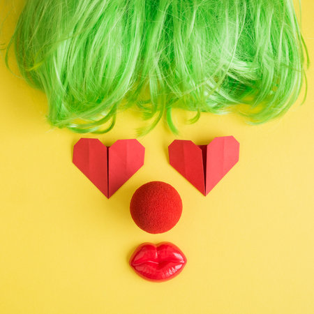 Flat lay minimal concept of modern hipster woman in love abstract.の写真素材